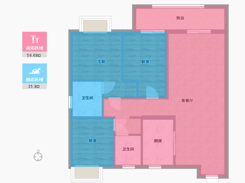 湖北省-襄阳市-弘阳襄御澜庭云庭-88.00-户型库-动静分区