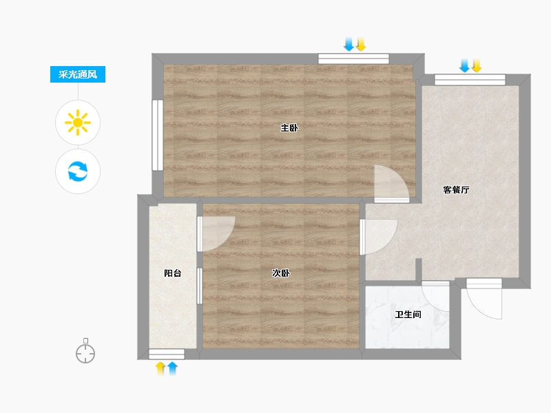 上海-上海市-临沂七村社区-44.44-户型库-采光通风