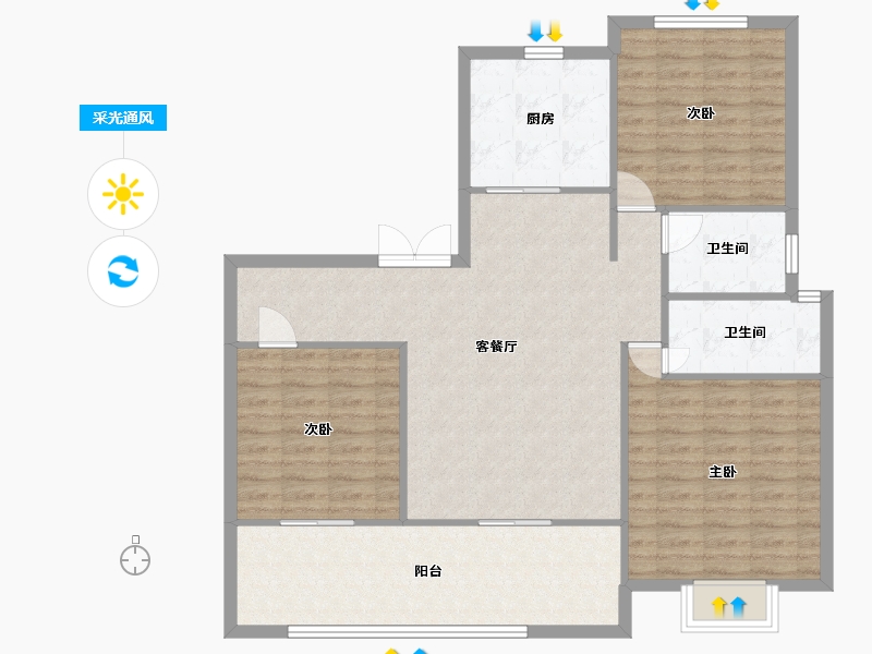 河南省-开封市-惠安佳苑-109.52-户型库-采光通风