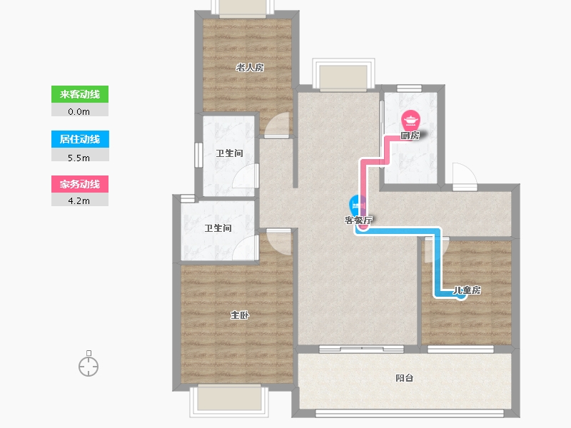 江西省-南昌市-龙湖景粼天著-90.40-户型库-动静线