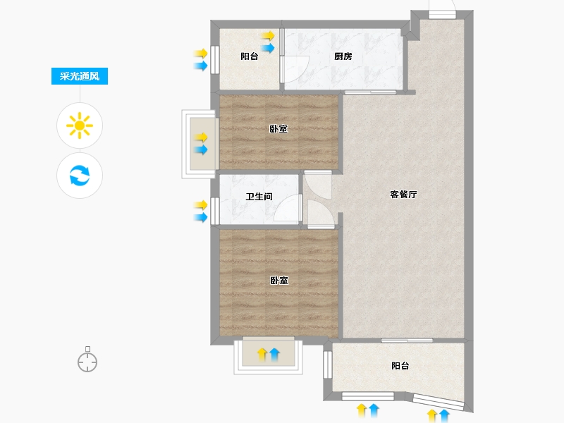 广东省-广州市-保利花园-66.00-户型库-采光通风