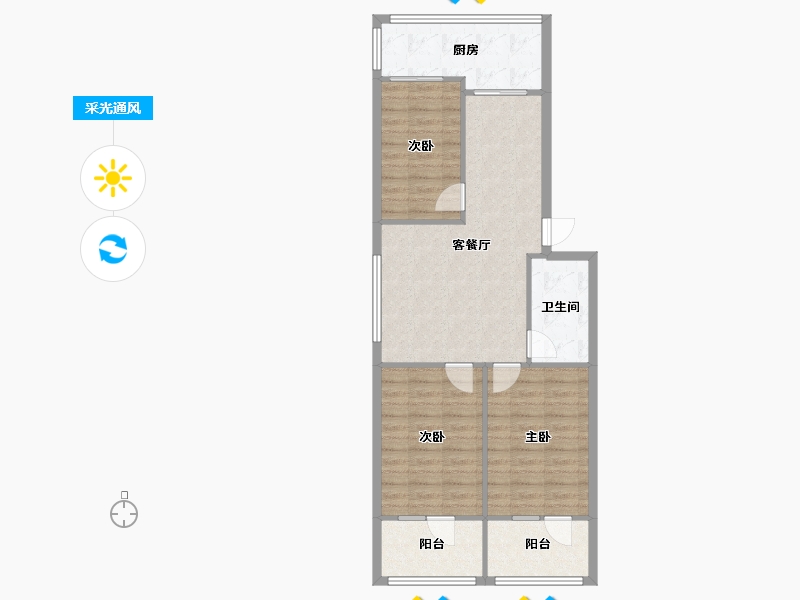 山西省-太原市-迎泽区委-宿舍-90.00-户型库-采光通风