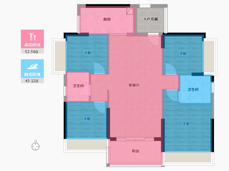 广东省-江门市-翰林印象-89.60-户型库-动静分区