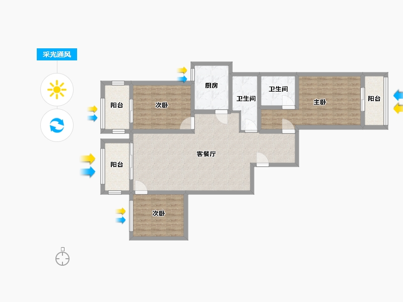 河北省-石家庄市-鑫界9号院-112.00-户型库-采光通风