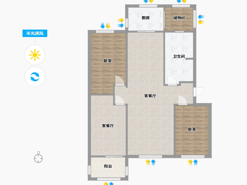 河北省-邯郸市-祥居苑-120.00-户型库-采光通风