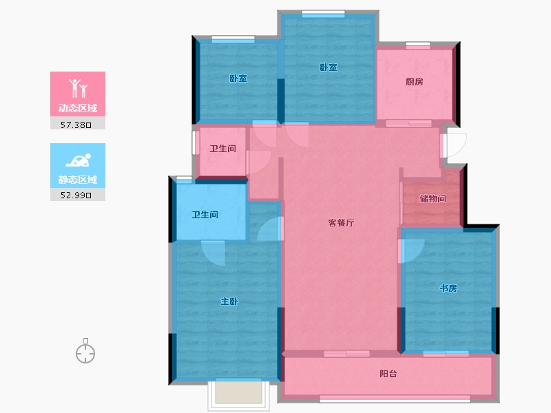 浙江省-温州市-檀境里-101.60-户型库-动静分区