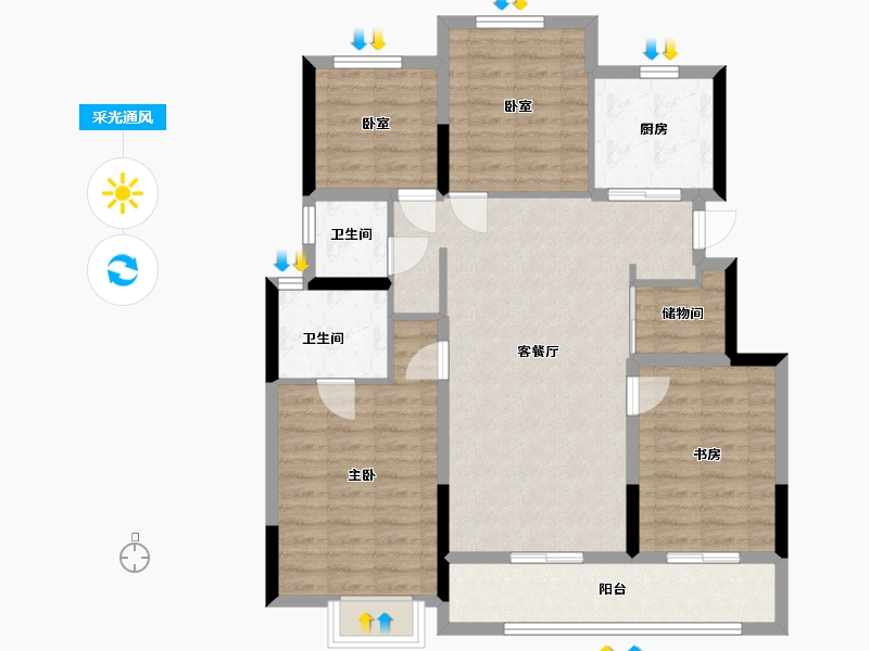 浙江省-温州市-檀境里-101.60-户型库-采光通风