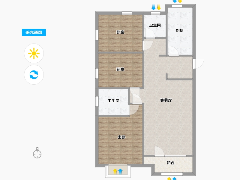 辽宁省-大连市-万科翡翠之光-88.00-户型库-采光通风