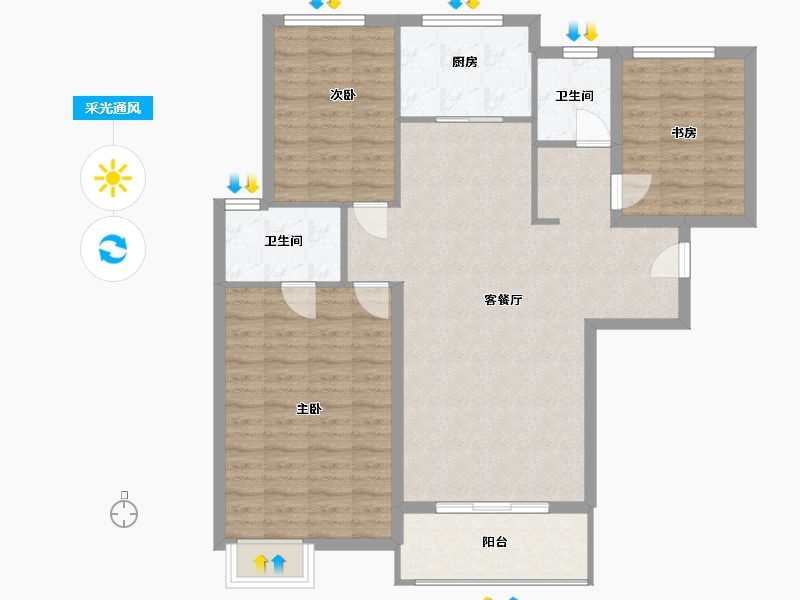 陕西省-渭南市-蒲城龙记观园-101.00-户型库-采光通风