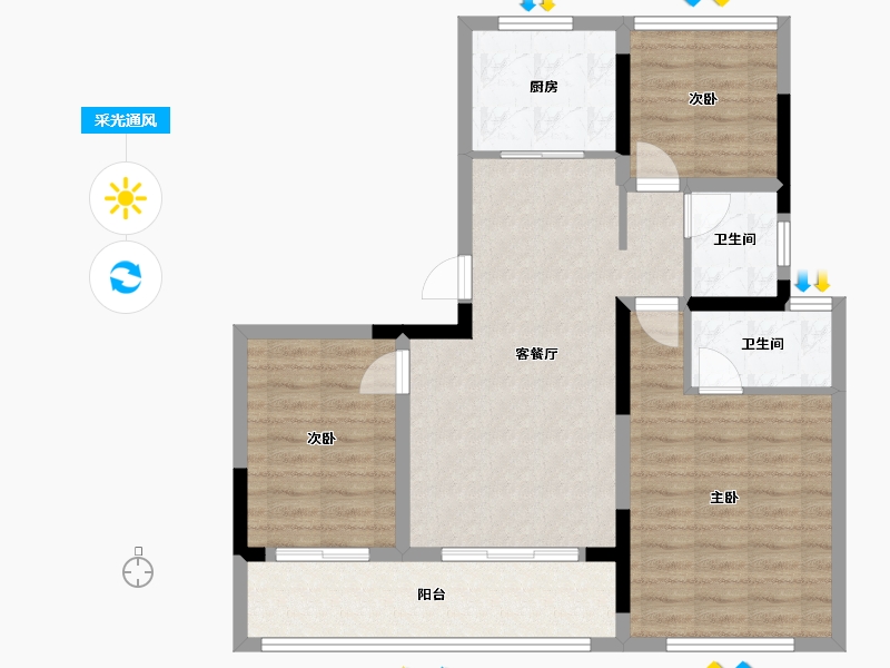 安徽省-安庆市-国建悦美城-84.00-户型库-采光通风