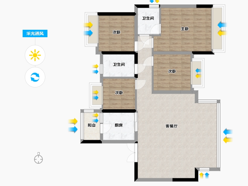 四川省-成都市-雍景澜庭-109.40-户型库-采光通风