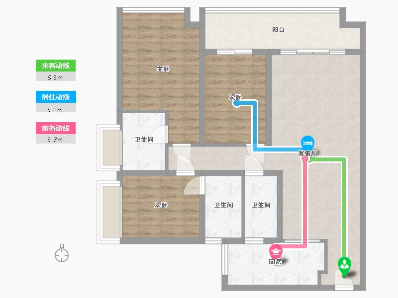 广东省-佛山市-唯美臻岸华府-104.00-户型库-动静线