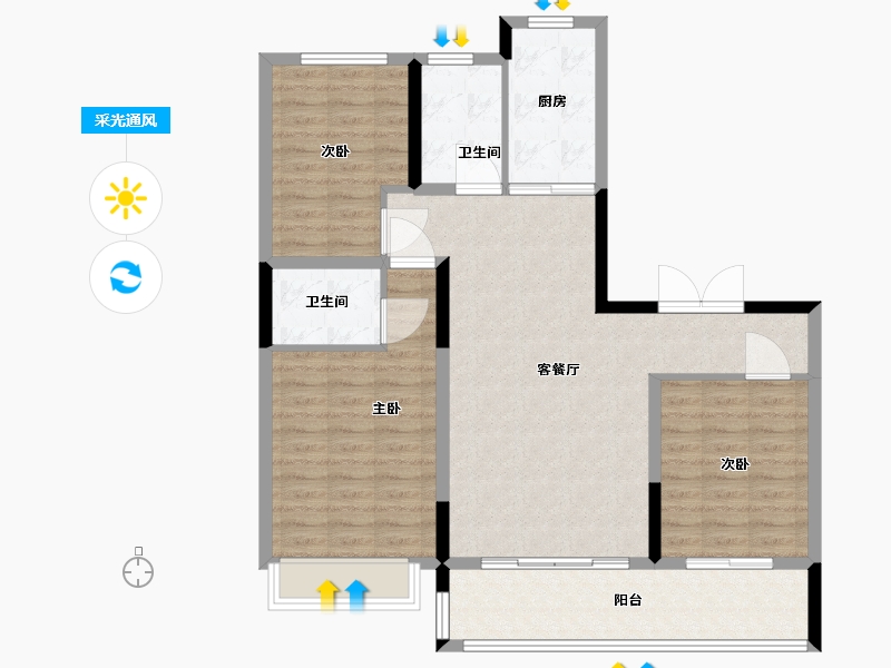 山东省-潍坊市-中房爱悦城-99.20-户型库-采光通风