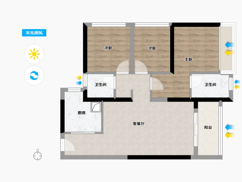 广东省-深圳市-翠园华府-67.00-户型库-采光通风