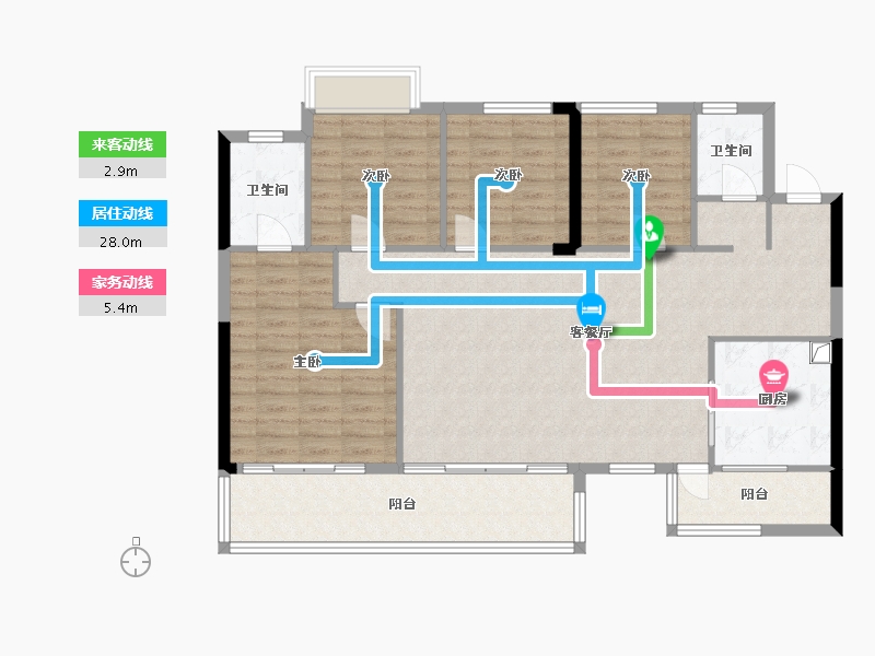 贵州省-铜仁市-多维国际小区-130.52-户型库-动静线