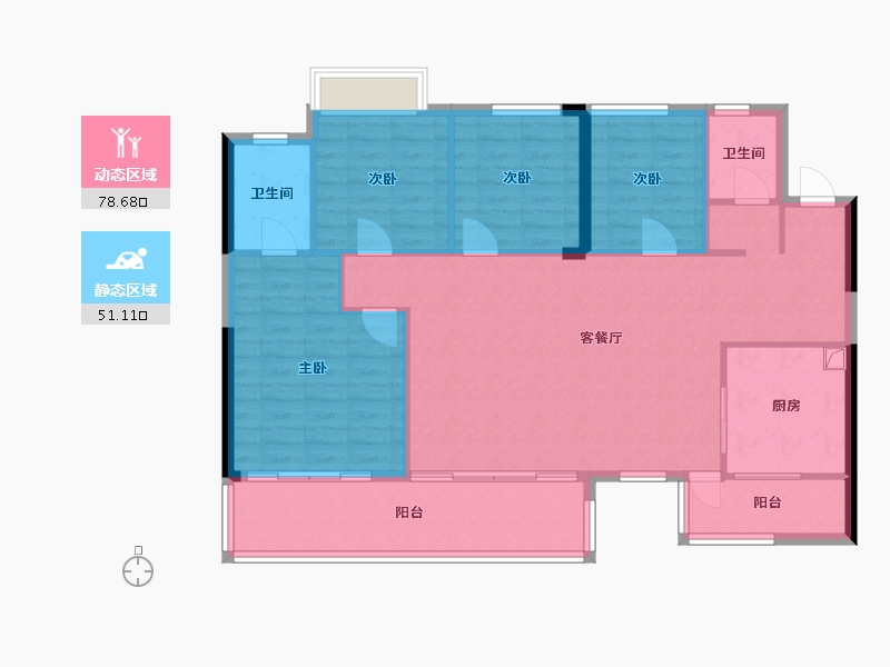 贵州省-铜仁市-多维国际小区-130.52-户型库-动静分区