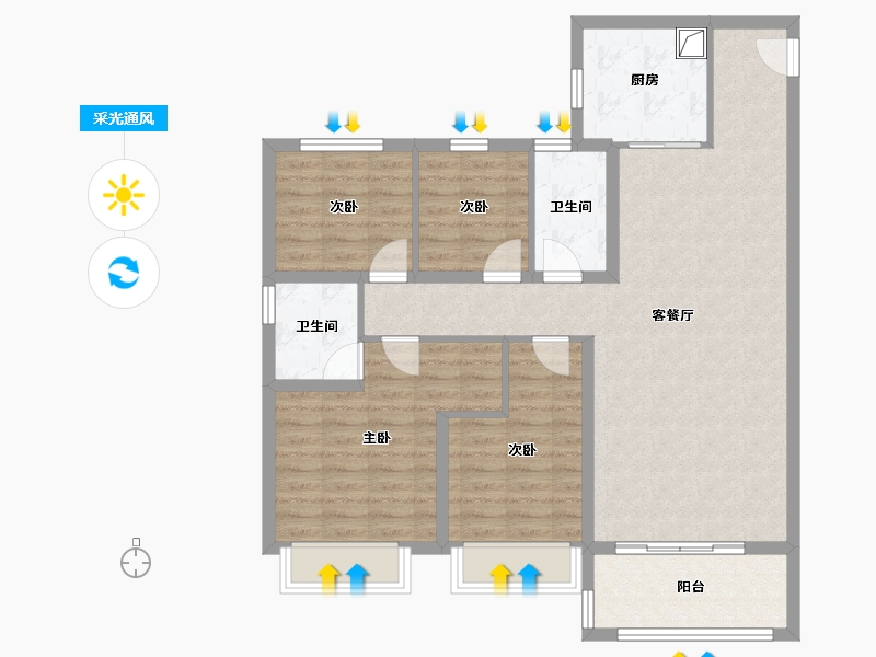 山西省-太原市-碧桂园玖玺臺玺源-118.40-户型库-采光通风