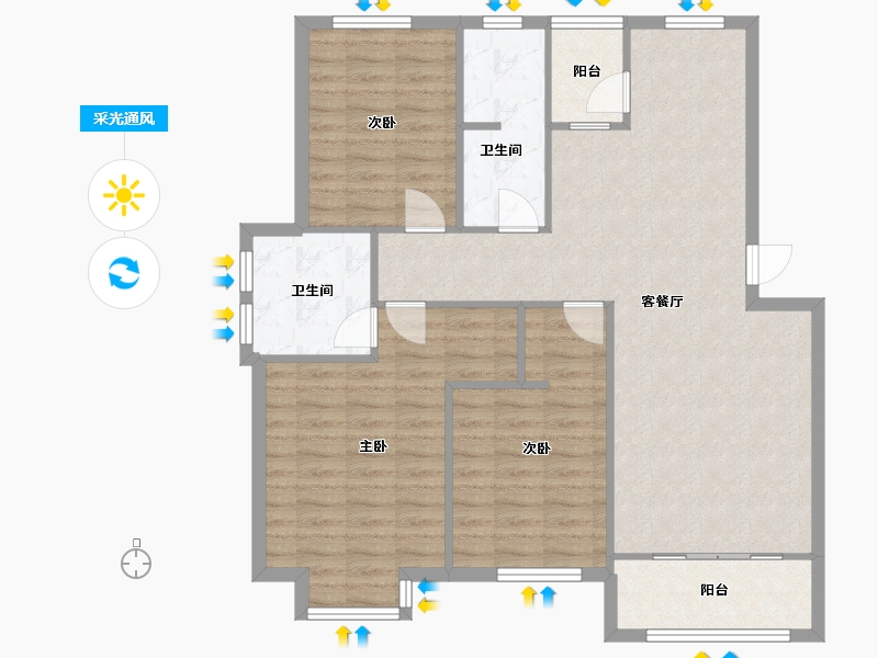 江苏省-淮安市-华德力运河城-95.20-户型库-采光通风