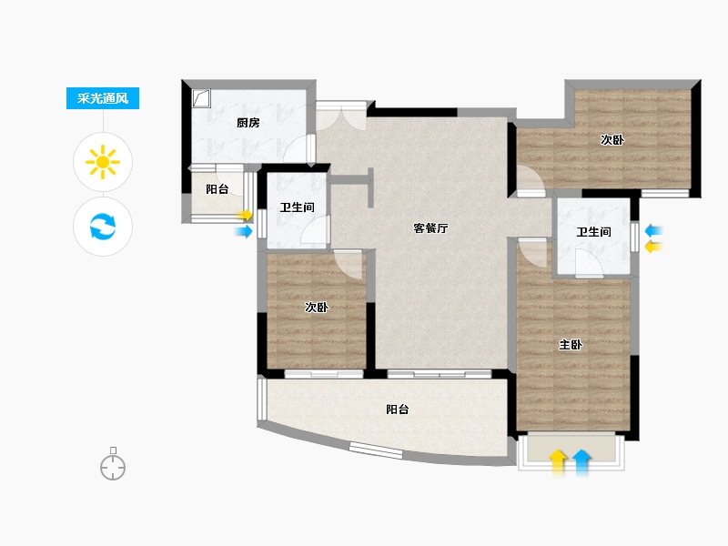 四川省-成都市-陆肖TOD麓鸣九天-111.20-户型库-采光通风