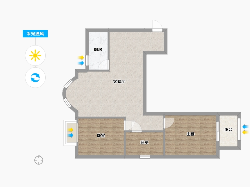 河北省-廊坊市-夏威夷北岸-70.53-户型库-采光通风