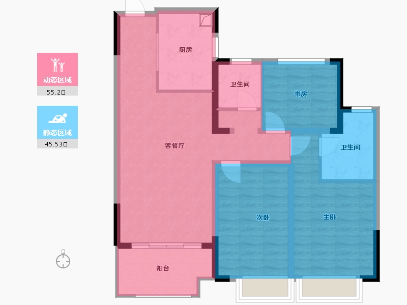 浙江省-金华市-春晓里-90.00-户型库-动静分区