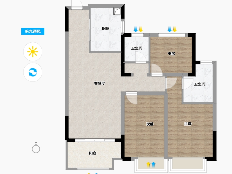 浙江省-金华市-春晓里-90.00-户型库-采光通风