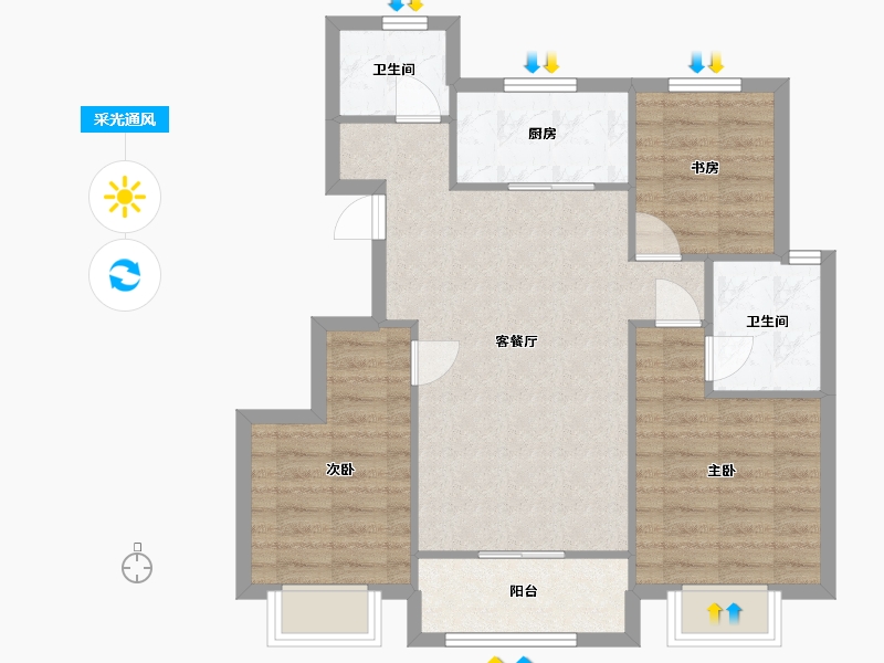 浙江省-金华市-江语天著-71.20-户型库-采光通风