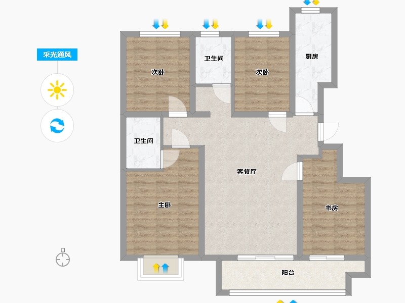 河北省-邢台市-拉菲云著-105.32-户型库-采光通风