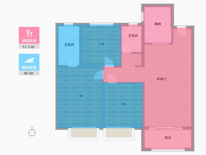 山东省-德州市-东海院子西区-88.00-户型库-动静分区