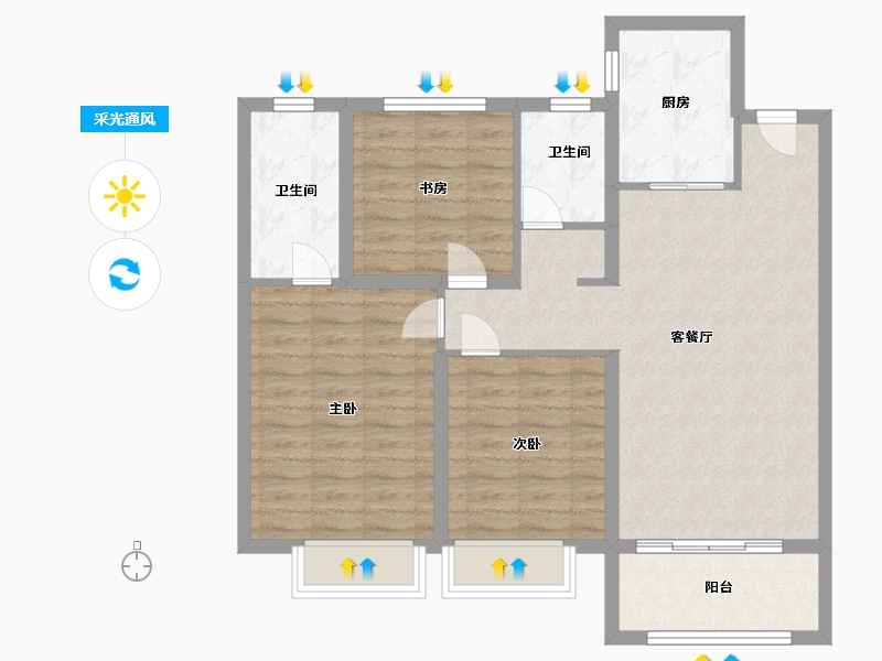 山东省-德州市-东海院子西区-88.00-户型库-采光通风