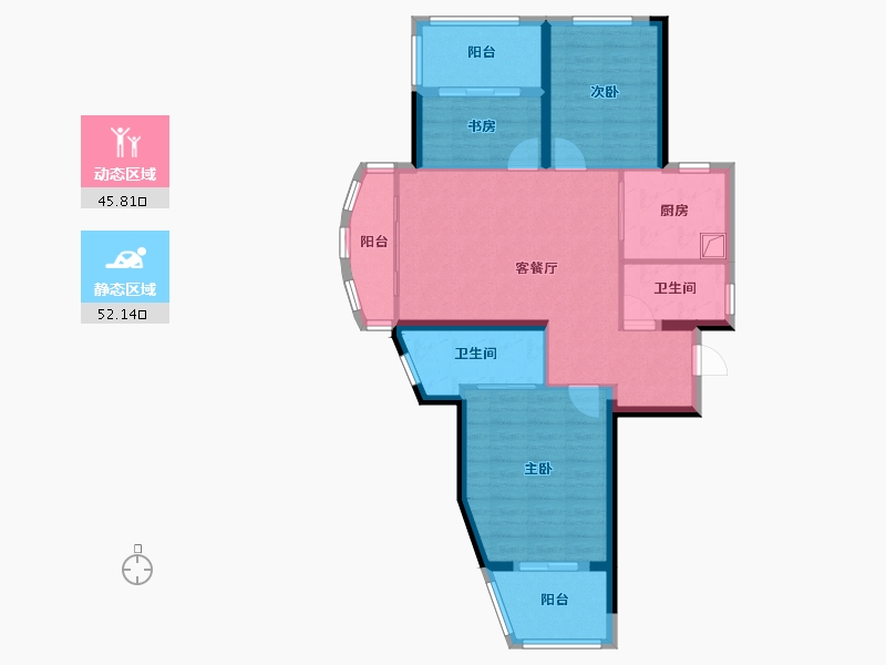 上海-上海市-龙柏易居公寓-90.00-户型库-动静分区