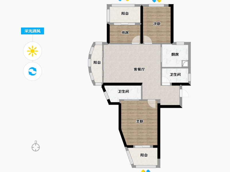 上海-上海市-龙柏易居公寓-90.00-户型库-采光通风