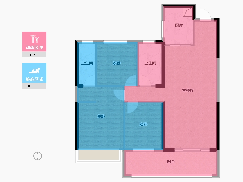 广东省-揭阳市-翔栩新城中心-89.60-户型库-动静分区