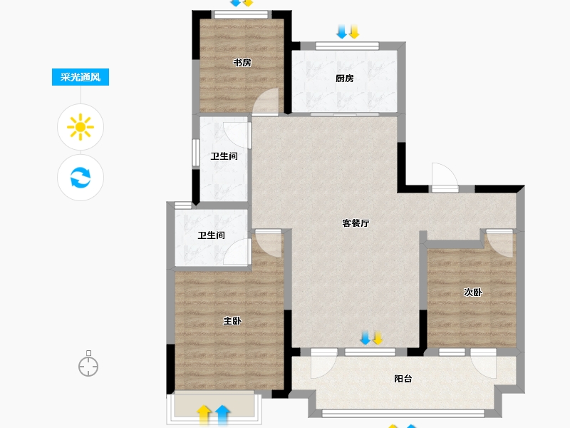 山东省-青岛市-北岸雅居-97.00-户型库-采光通风