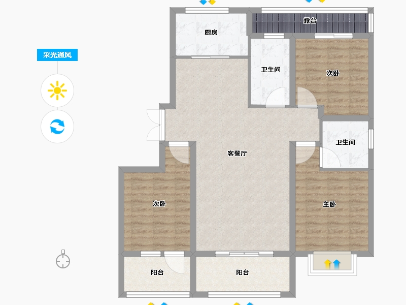 河北省-邢台市-麒麟郡-106.00-户型库-采光通风