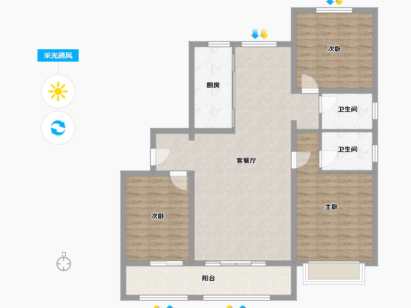 河北省-邯郸市-龙庭悦府-108.00-户型库-采光通风