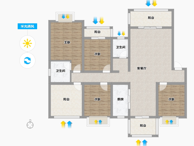 贵州省-黔东南苗族侗族自治州-贵州麻江县蓝欣国际花园-130.00-户型库-采光通风