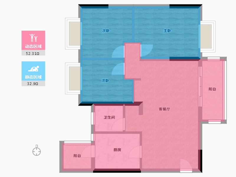 四川省-成都市-恒大御龙天峰-83.50-户型库-动静分区