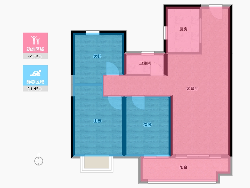 陕西省-咸阳市-蓝光弘阳钰珑府-76.09-户型库-动静分区