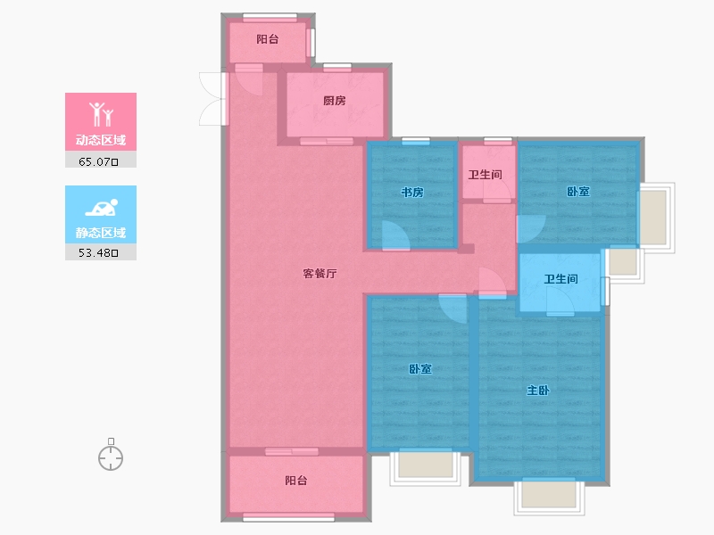 陕西省-宝鸡市-蓝光长岛城-109.60-户型库-动静分区