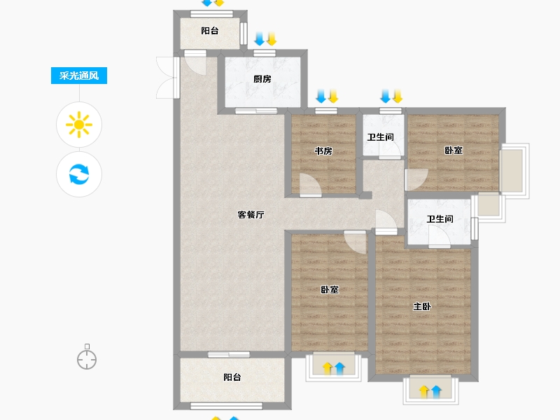 陕西省-宝鸡市-蓝光长岛城-109.60-户型库-采光通风