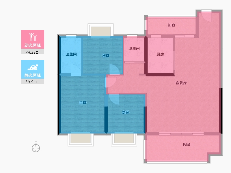 湖北省-宜昌市-凤凰城一期-105.23-户型库-动静分区