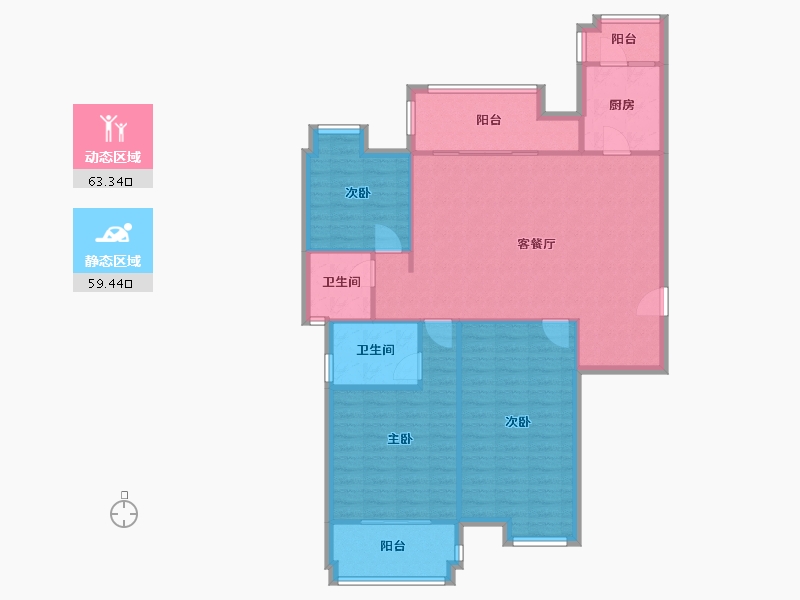 浙江省-杭州市-越秀星汇花园-东区-111.97-户型库-动静分区