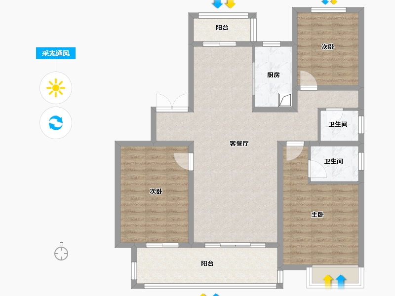 河南省-驻马店市-中蓝香溪湾-105.60-户型库-采光通风