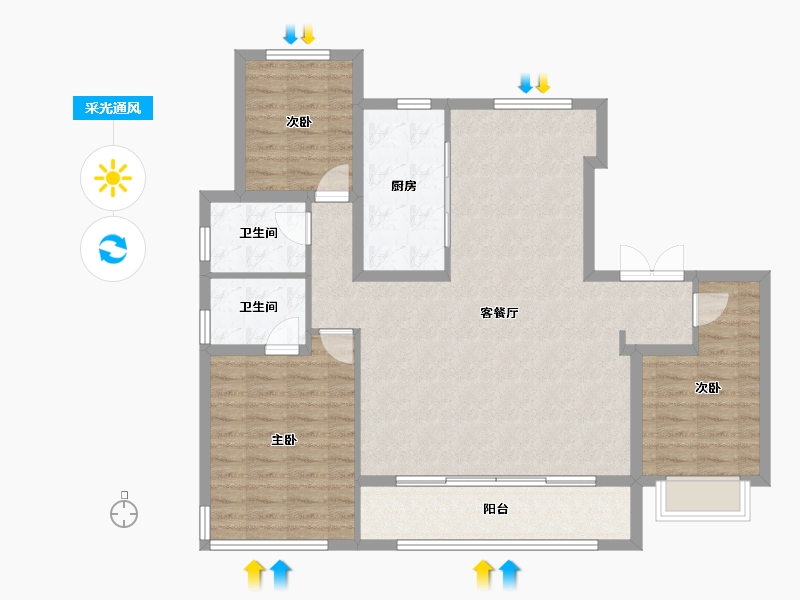 河北省-石家庄市-云和赋-124.00-户型库-采光通风