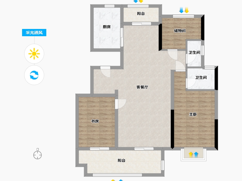 河南省-商丘市-绿城河园-102.24-户型库-采光通风