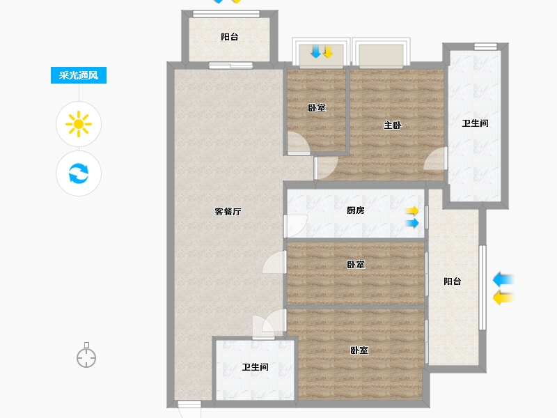 台湾省-台北市-帝景3-120.00-户型库-采光通风