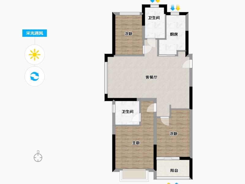 浙江省-金华市-建投秦塘府-88.00-户型库-采光通风