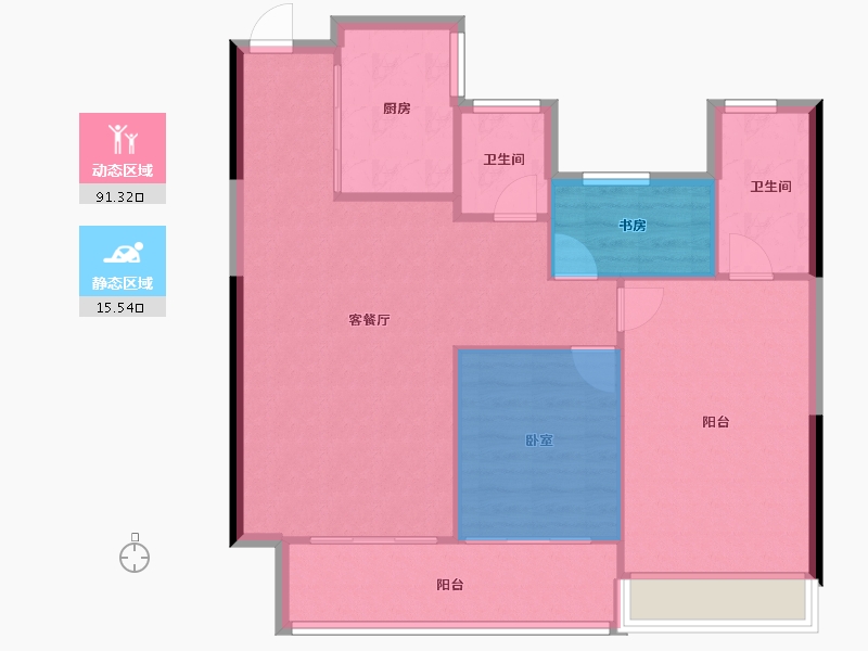 河南省-安阳市-海悦翡翠华庭-88.67-户型库-动静分区