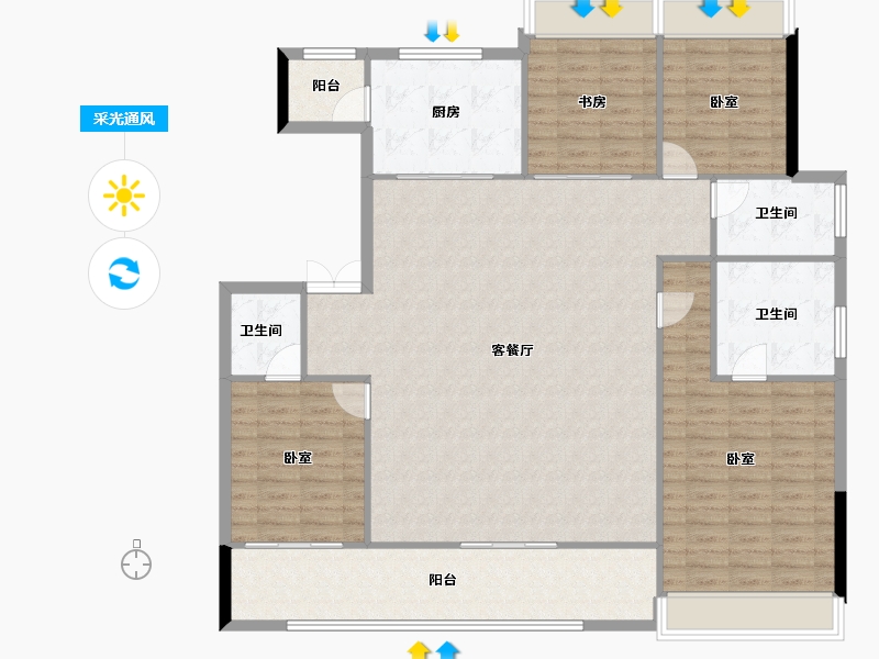 江苏省-泰州市-新城湖畔天境-148.98-户型库-采光通风